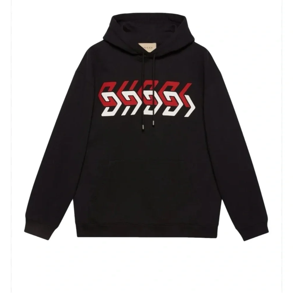Gucci mirrored print jersey, cotton hoodie size large made in Italy